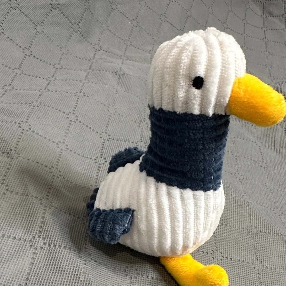 Seagull Plush Cat Toy - White, Yellow, and Blue